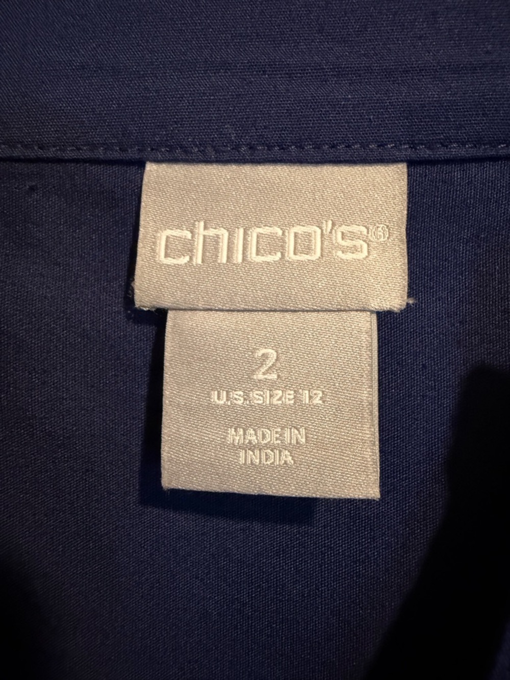 Chico's Navy Embroidered Sleeve Tunic Dress - Picture 2 of 6